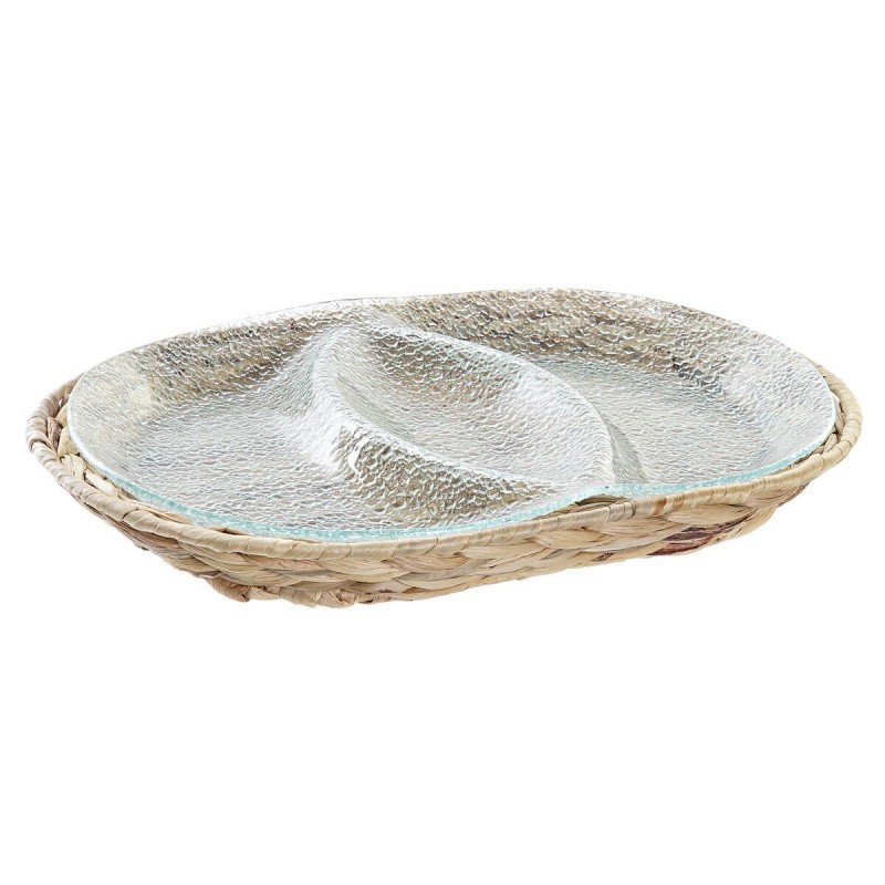 Plateau apéritif DKD Home Decor Verre Naturel Transparent Fibre (38 x 