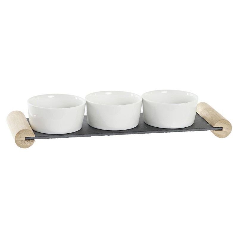 Plateau apéritif DKD Home Decor 4 Pièces Noir Ardoise Blanc Grès (33 x