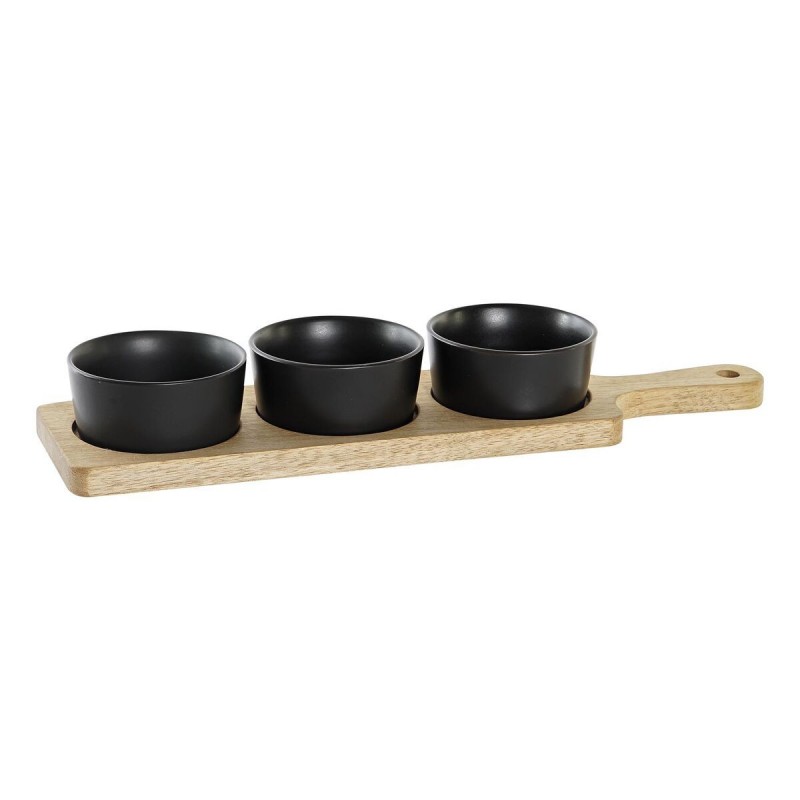 Plateau apéritif DKD Home Decor 4 Pièces Naturel Noir Acacia Grès (38 