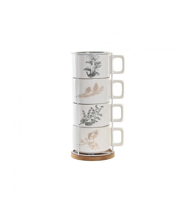 Ensemble de tasses à café DKD Home Decor Beige Métal Blanc Dolomite (2