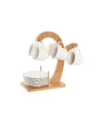 Ensemble de tasses à café DKD Home Decor Naturel Porcelaine Blanc Bamb