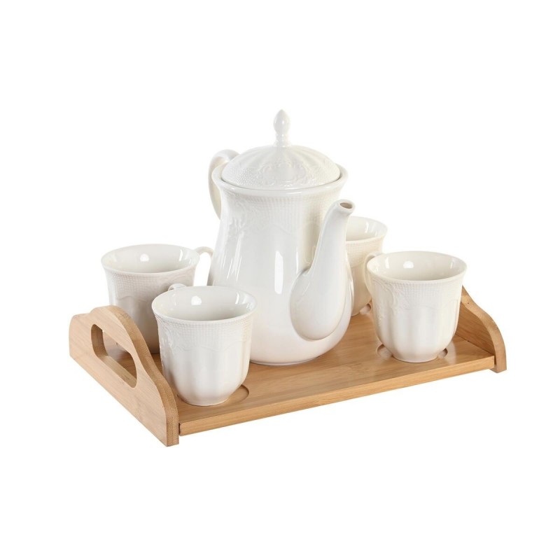 Ensemble de tasses à café DKD Home Decor Naturel Porcelaine Blanc Bamb