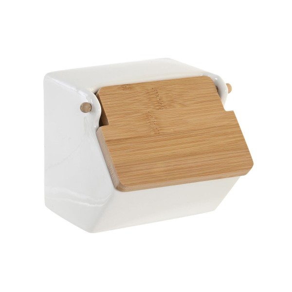 Salière avec couvercle DKD Home Decor Naturel Porcelaine Blanc Bambou 