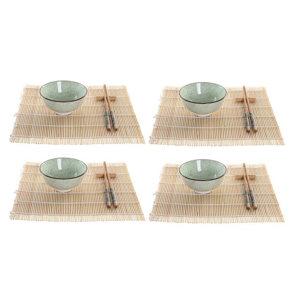 Set de sushi DKD Home Decor Bambou Grès Oriental (16 Pièces)