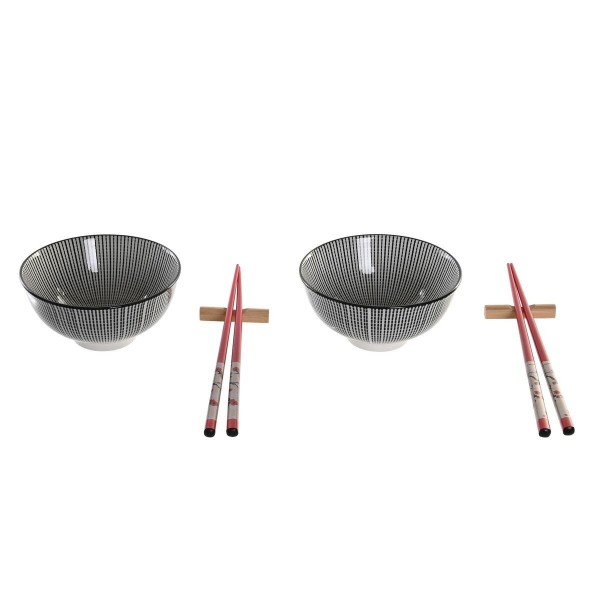 Set de sushi DKD Home Decor Noir Bambou Grès Oriental (6 Pièces)