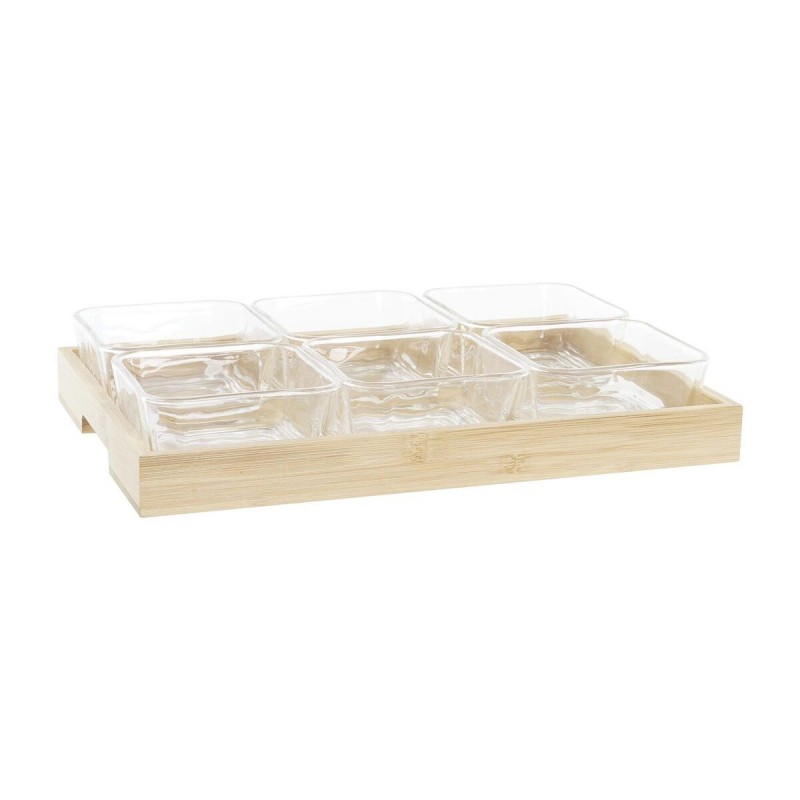 Plateau apéritif DKD Home Decor Verre Naturel Bambou (32 x 21 x 6 cm) 