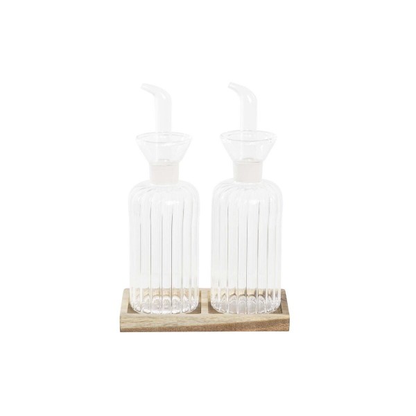 Ensemble salière et poivrier DKD Home Decor Naturel Transparent Acacia