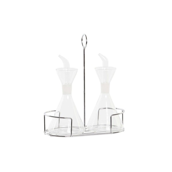 Ensemble salière et poivrier DKD Home Decor Métal Transparent 2 Pièces