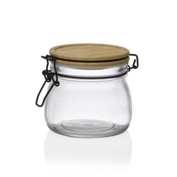 Bocal en Verre Transparent Versa Bambou (11 x 10,3 x 11 cm) 450 ml