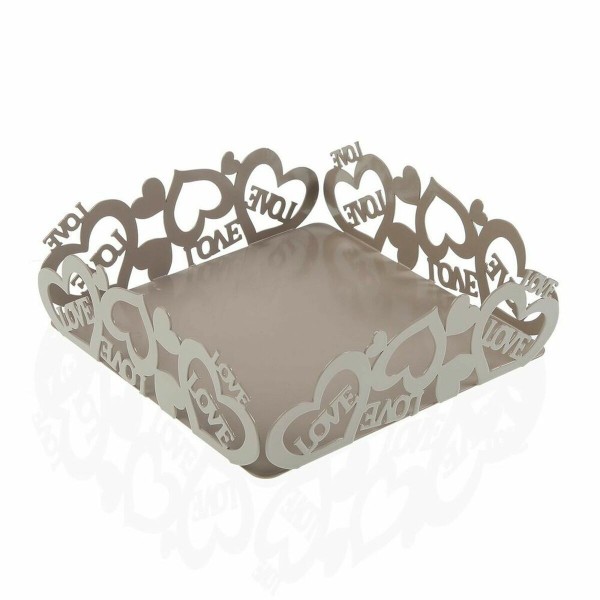 Porte-serviettes Versa Cozy Gris Coeurs Métal (16,5 x 5,5 x 16,5 cm)