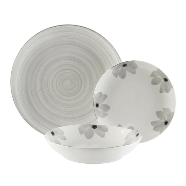 Assietes Versa Flores Gris 18 Pièces Porcelaine