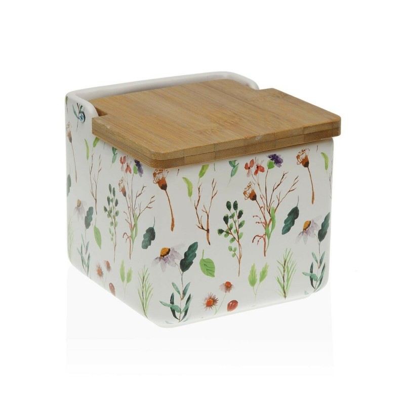 Salière avec couvercle Versa Sansa Fleurs Céramique (12,2 x 11,5 x 12,