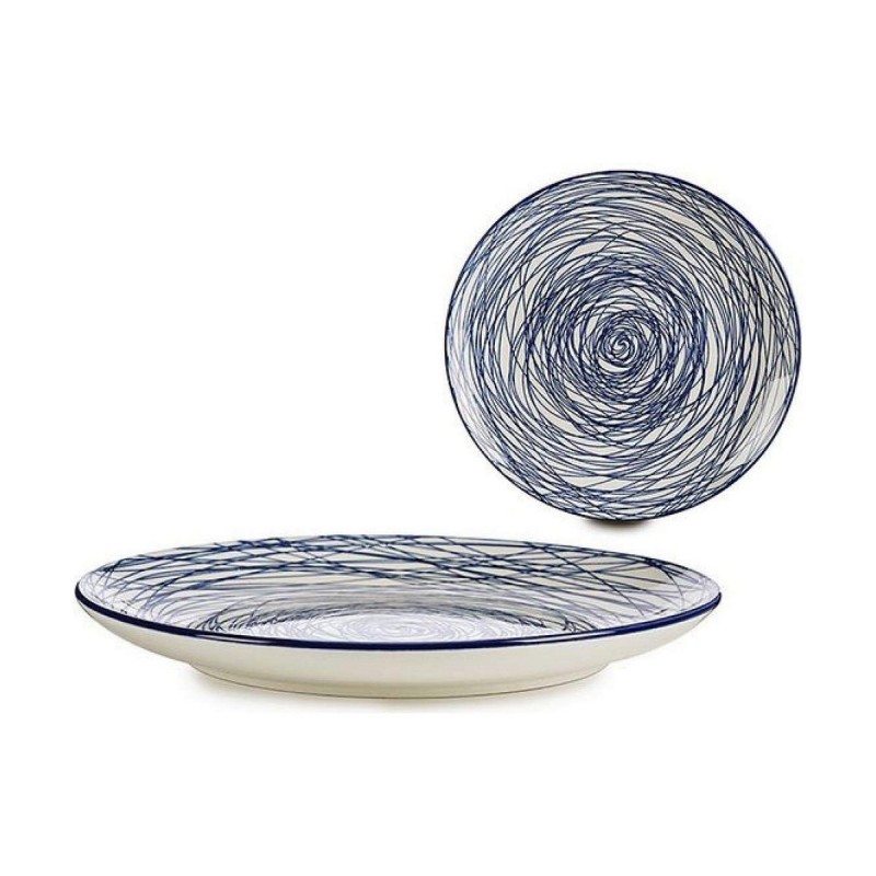 Flat plate Stripes Porcelain Blue...