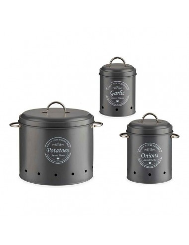 3 Tubs Enjoy your Kitchen Grey Metal...