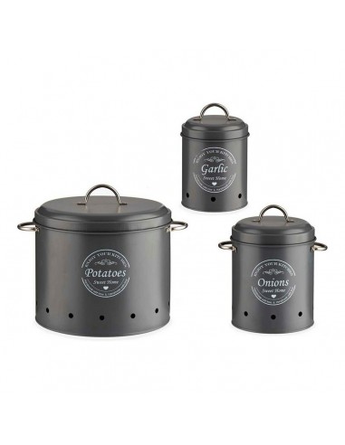 Set de 3 Boites Enjoy your Kitchen Gris Métal (3 pcs)