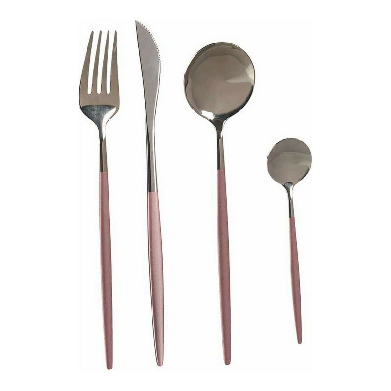 Cutlery Set Silver Pink Stainless...