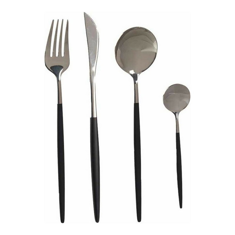 Cutlery Set Silver Black Stainless...