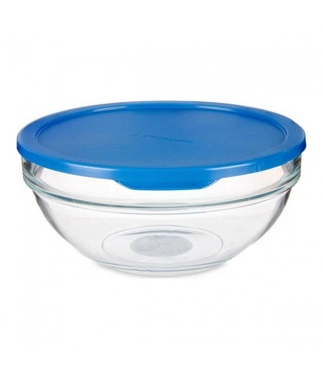 Panier-repas rond avec couvercle Bleu Plastique verre (1135 ml)