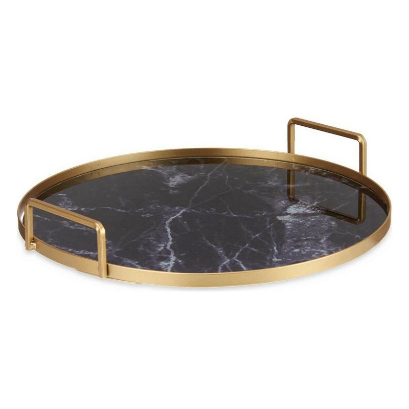 Tray Marble With handles Black Golden...
