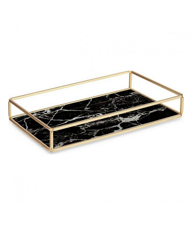 Tray Marble Black Golden Metal Glass...