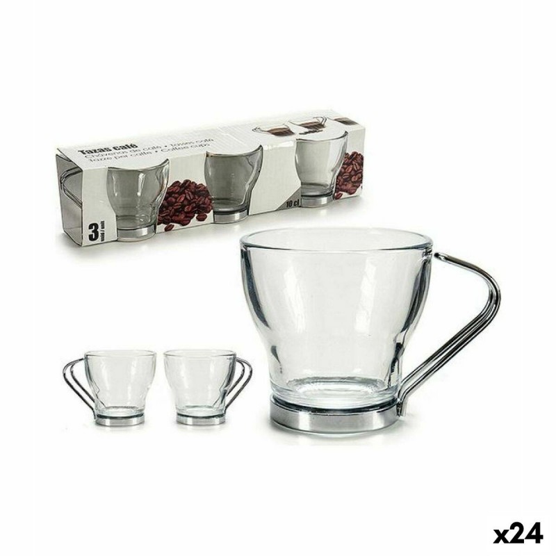 Piece Coffee Cup Set Silver Metal...