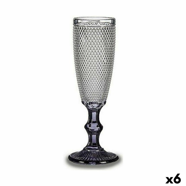 Coupe de champagne Points Transparent Anthracite verre 6 Unités (185 m