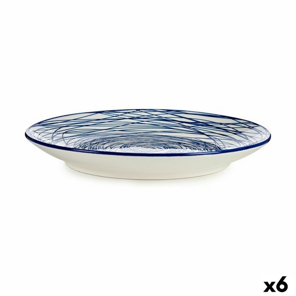 Assiette à dessert Ø 20 cm Porcelaine Bleu Blanc 6 Unités