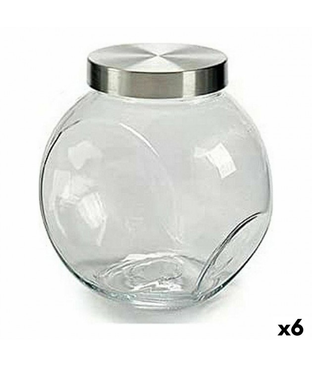 Boîte 1,5 L Argenté Transparent Acier verre (11,3 x 16 x 15,8 cm) (6 U