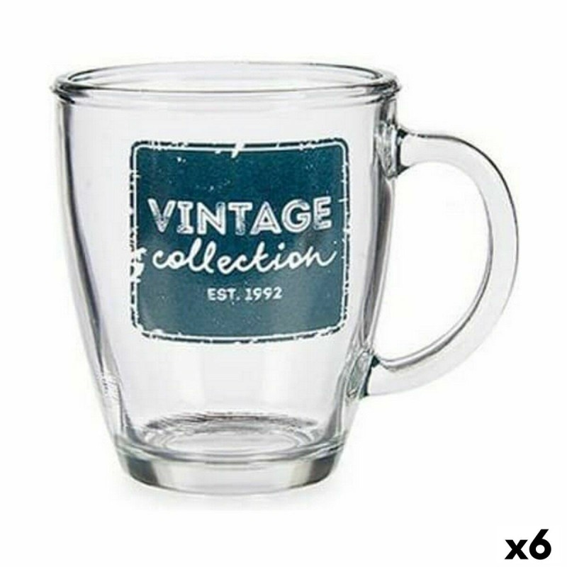 Tasse mug Vintage Transparent verre 6 Unités (320 ml)