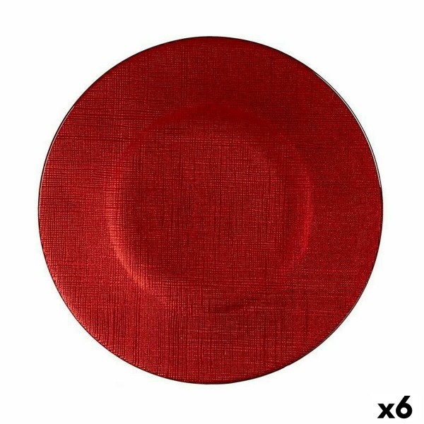 Assiette plate Rouge verre 6 Unités (21 x 2 x 21 cm)