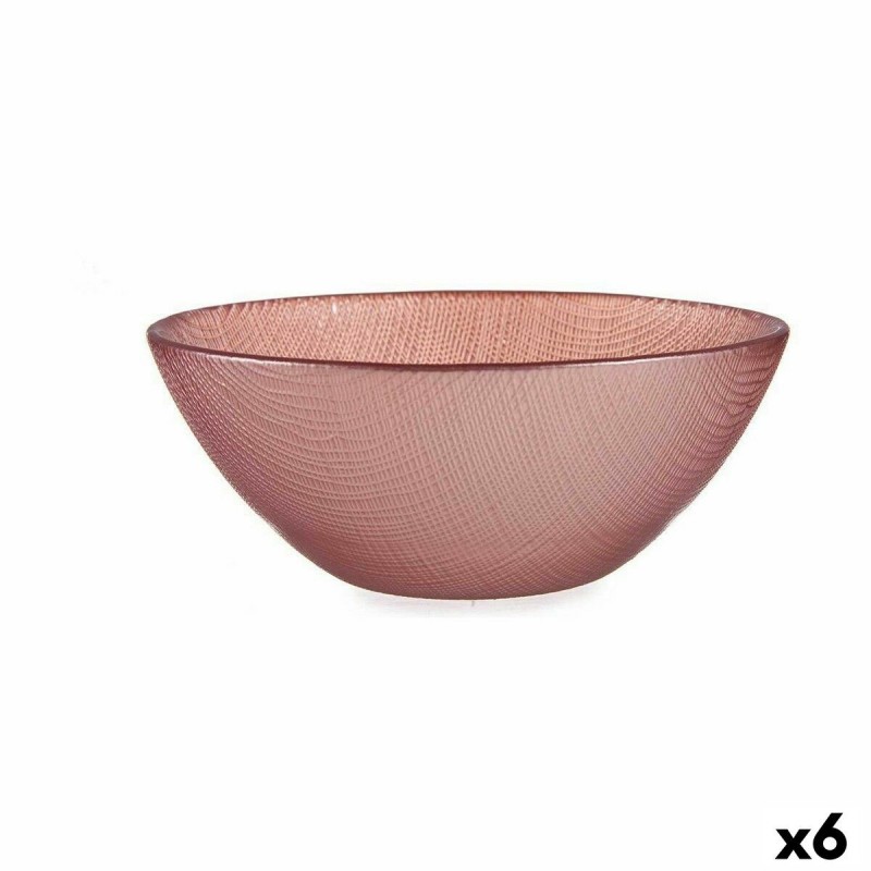 Bowl Ø 15 cm Pink Glass (6 Units)