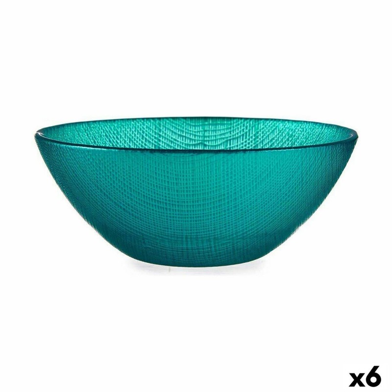 Bowl Ø 15 cm Turquoise Glass (6 Units)