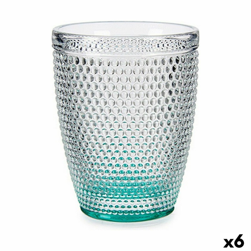 Verre Points Turquoise verre (300 ml) (6 Unités)