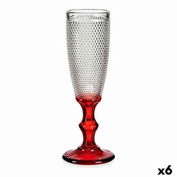 Coupe de champagne Rouge Transparent Points verre 6 Unités (180 ml)