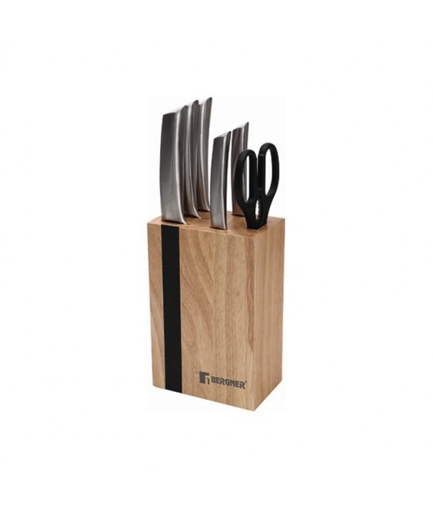 Ensemble de couteaux de cuisine et support Bergner Keops Bois Acier in