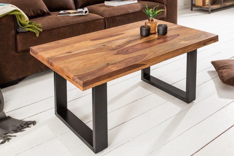 Table basse en bois massif de 100cm coloris naturel