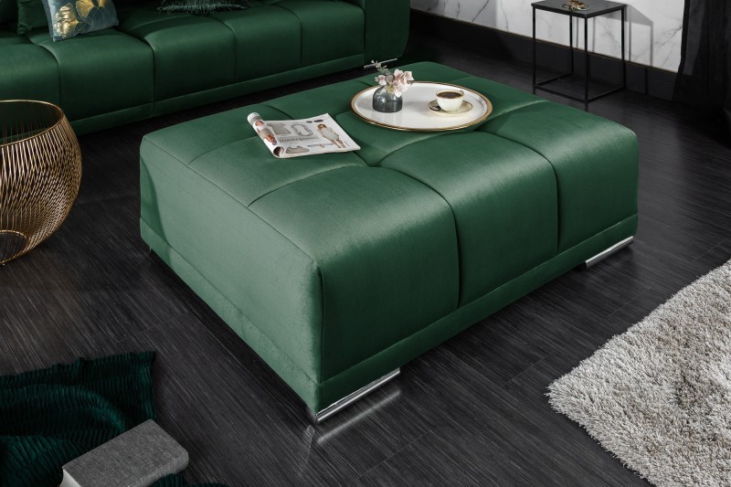 Pouf module en velours coloris vert émeraude