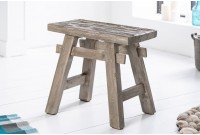 Tabouret design rustique en bois massif coloris gris