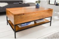 Table basse avec plateau relevable en bois massif