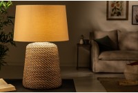 Lampe à poser de 85cm en rotin coloris gris beige