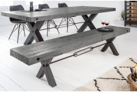 Banc de 170cm en bois massif coloris gris